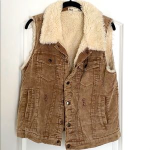 BKE Corduroy and Faux Fur Vest